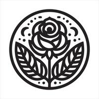 Black and white graphic image of a flower vector