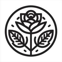 Graphic Rose Silhouette Icon in Black on a White Background vector