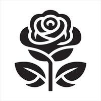 A logo in black and white with a rose in the middle vector