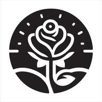Rose silhouette in a flat design vector