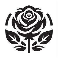 A logo in black and white with a rose in the middle vector