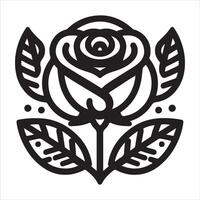 Black graphic of a motif of a rose blossoming ornamentation vector