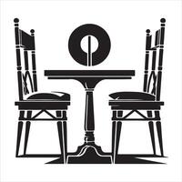 Graphic illustration of a living room sketch featuring a dining table vector