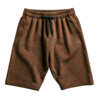 Stylish Brown Athletic Shorts with Unique Pattern and Drawstring png