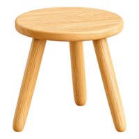 Simple Wooden Stool with Three Legs in Natural Oak Finish png