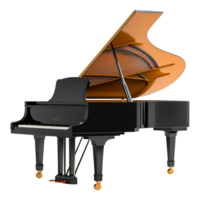 Elegant Grand Piano with Open Lid Showing Delicate Strings png