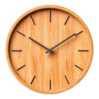 Elegant Wooden Wall Clock with Minimalist Design and Simple Dial png