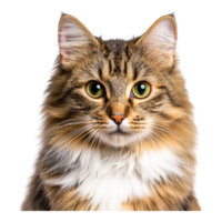 Beautiful Fluffy Cat with Striking Green Eyes and Warm Fur png