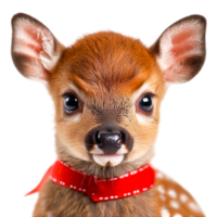 Adorable Fawn with Bright Eyes and Red Collar Against png