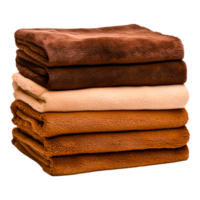 doux et confortable empiler de peluche couvertures dans divers chaud tons png