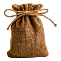 Rustic burlap sack tied with twine png