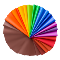 Colorful Paper Fans Arrangement in a Circular Display Design png