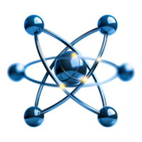 Blue Atom Structure with Electrons Orbiting in Modern Design png