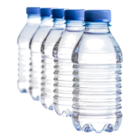 Clear Water Bottles in a Row with Soft Lighting Effect png