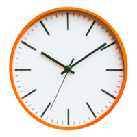 Simple Orange Wall Clock Displaying Time and Minimalist Design png