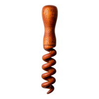 Vintage Wooden Corkscrew Tool with Elegant Spiraled Design png