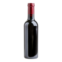 Elegant Red Wine Bottle with Glossy Finish and Red Cap png