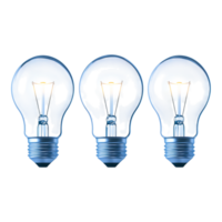 Three Glowing Light Bulbs Illuminating Brightly png