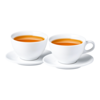 Two White Cups with Hot Orange Tea on Saucer png