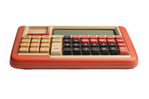 Vintage calculator with unique design features and clear display used in a home office setting png