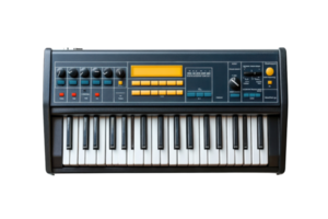 Electronic keyboard featuring various controls and synthesizer capabilities in studio setting with professional feel png