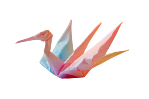 Origami crane crafted with colorful paper showcasing intricate folding techniques and artistic design png