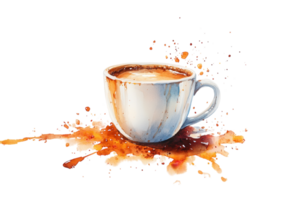 Coffee cup with colorful splashes representing a fresh brew in a bright artistic style creating a lively mood png