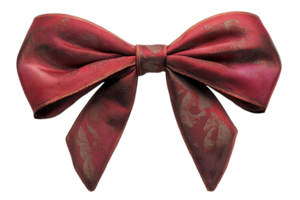 Elegant red bow with textured fabric displayed against a neutral background png