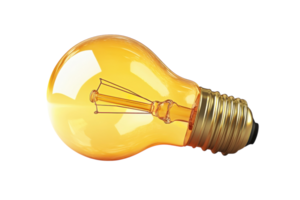 Light bulb designed with a vintage appearance, showcasing warm orange hue and classic filament in a close-up view png