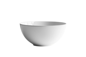 Simple white bowl on a plain background highlighting its smooth design and elegant shape for dining or culinary use png