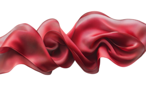 Flowing red fabric draping softly creates an elegant wave on a bright background png
