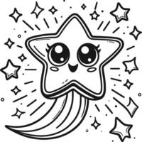 A coloring page with a cartoon star vector