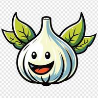 A cartoon garlic with leaves on it vector