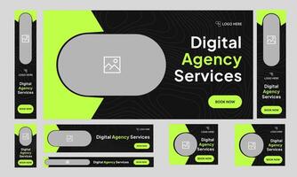 Digital agency web set banner design for social media post, trendy digital agency web bundle banner template design, fully customizable eps 10 file format vector