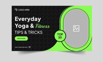 Trendy fitness tips and tricks thumbnail banner design, everyday body fitness techniques thumbnail banner design, fully customizable eps 10 file format vector