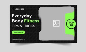 Daily fitness thumbnail banner design, thumbnail banner design, fully editable eps 10 file format vector