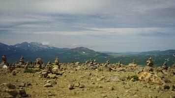 Unique Beauty Of Wilderness, Landscape With Mountain Range In Horizon And Stones On Ground video