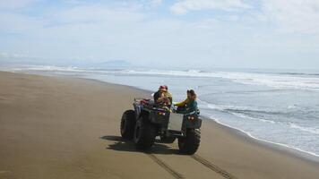 Conquest And Exploration Of Unknown Territories In Islands, Group Of Tourists Riding Monster Quad video