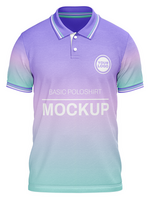 Basic poloshirt mockup with two button shortsleeve mockup front view psd