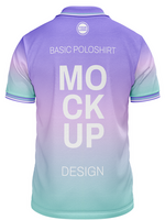 Back view Basic poloshirt mockup with two button shortsleeve mockup psd