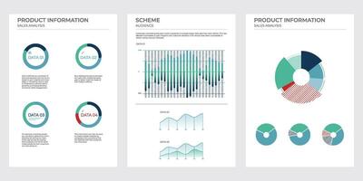Coverage audience data charts in color. elements charts. vector
