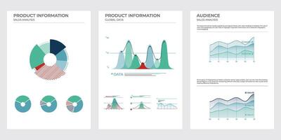 Presentation business analysis charts in color. Finance Charts. vector