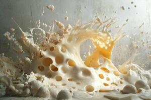 Abstract Swirling Cream with Holes and Bubbles photo