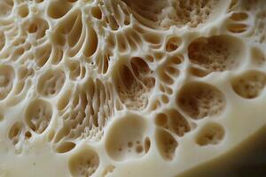 Close-up of the porous, cream-colored interior of a honeycomb photo