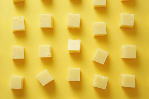 Square Cheese Cubes on a Yellow Surface photo