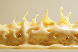 Close-up of a Yellow Liquid Splashing and Forming a Pattern photo