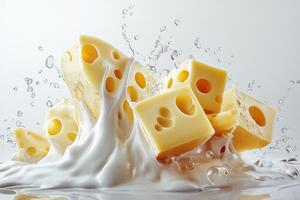 Swiss Cheese Splashing into Milk photo