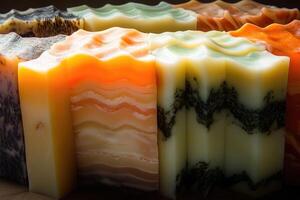 Close-up of Handmade Wavy Bars of Soap photo