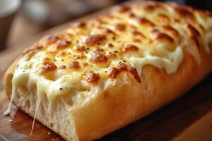 Close-Up of Melted Cheese on a Bread Roll photo