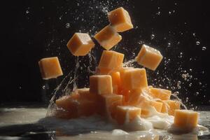 A Splash of Cubes, Cheese in Milk photo
